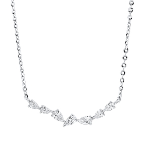 Collier aus 750 Weißgold 7 Diamanten Tropfen-Schliff 0,39ct TW-VSI L:45,7cm
