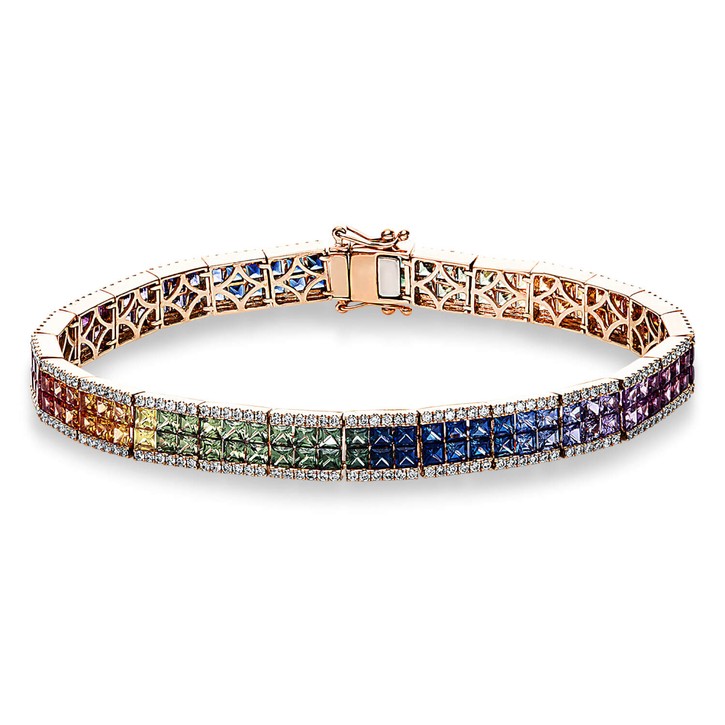 Armband aus 750 Rotgold 152 Saphire 304 Brillanten 1.25ct