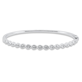 Armreif aus 750 Weißgold 15 Diamanten Tropfen-Schliff 1,3ct TW-SI 48x58mm