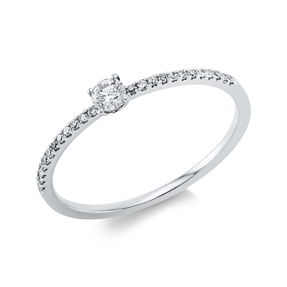 Ring aus 750 Weißgold 1 Brillant 0,1ct TW-PI 24 Diamanten 0,07ct W-SI B:3mm