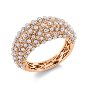 Ring aus 750 Rotgold 104 Süßwasser-Perlen 1,6mm weiß 82 Brillanten 0,22ct TW-SI Ring aus 750 Rotgold 104 Süßwasser-Perlen 1,6mm weiß 82 Brillanten 0,22ct TW-SI