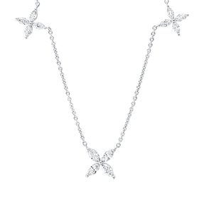 Collier aus 750 Weißgold 20 Diamanten Navette-Schliff 0,82ct TW-SI L:45cm