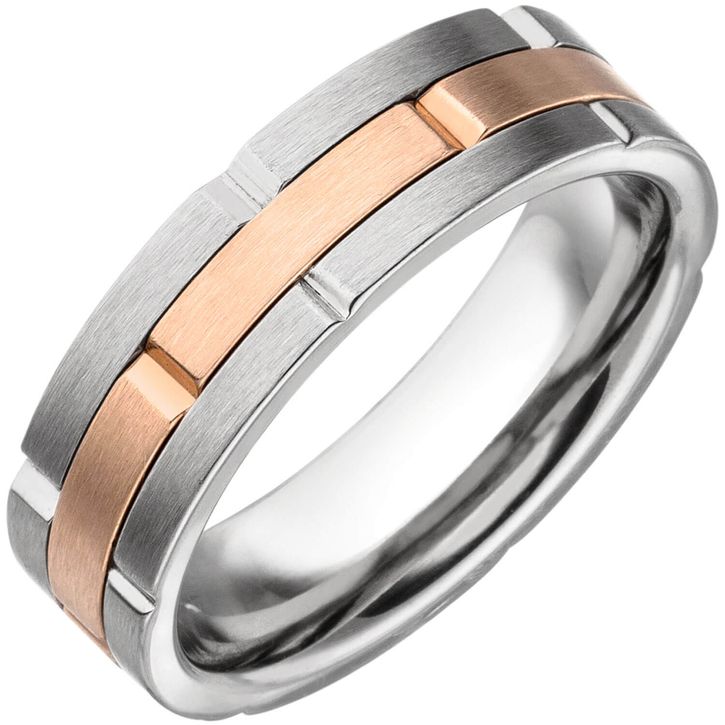 Herren Ring aus Edelstahl bicolor mattiert