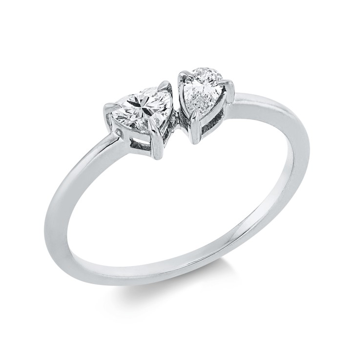 Ring aus 750 Weißgold 2 Diamanten 0.37ct