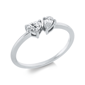 Ring aus 750 Gold Weißgold 2 Diamanten 0,37ct TW-SI B:4,8mm