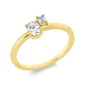 Solitaire Ring aus 750 Gold Gelbgold 2 Diamanten 0,41ct TW-SI B:6,3mm