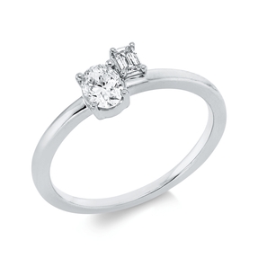 Solitaire Ring aus 750 Gold Weißgold 2 Diamanten 0,38ct TW-SI B:6,3mm