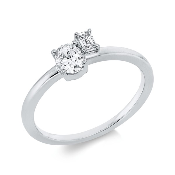 Solitaire Ring aus 750 Weißgold 2 Diamanten 0.38ct