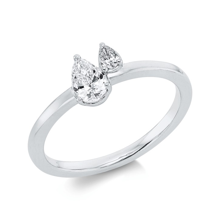 Ring aus 750 Weißgold 2 Diamanten 0.36ct