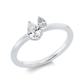 Ring aus 750 Weißgold 2 Diamanten Tropfen-Schliff 0,36ct TW-SI B:6,5mm