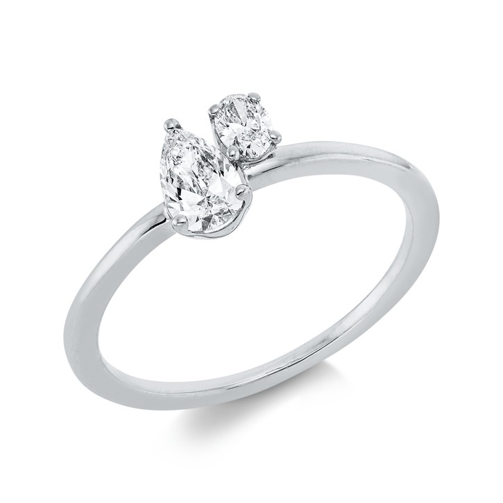Ring aus 750 Weißgold 2 Diamanten 0.41ct