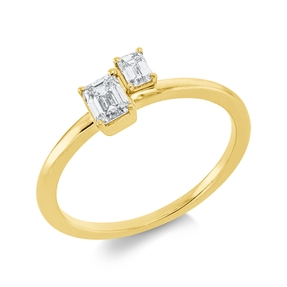 Ring aus 750 Gelbgold 2 Diamanten Smaragd-Schliff 0,42ct TW-SI B:5,7mm Ring aus 750 Gelbgold 2 Diamanten Smaragd-Schliff 0,42ct TW-SI B:5,7mm