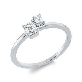 Ring aus 750 Weißgold 2 Diamanten Smaragd-Schliff 0,44ct TW-SI B:5,7mm