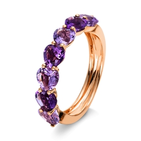 Ring aus 750 Gold Rotgold 7 Amethyste 2,55ct pink B:4,8mm