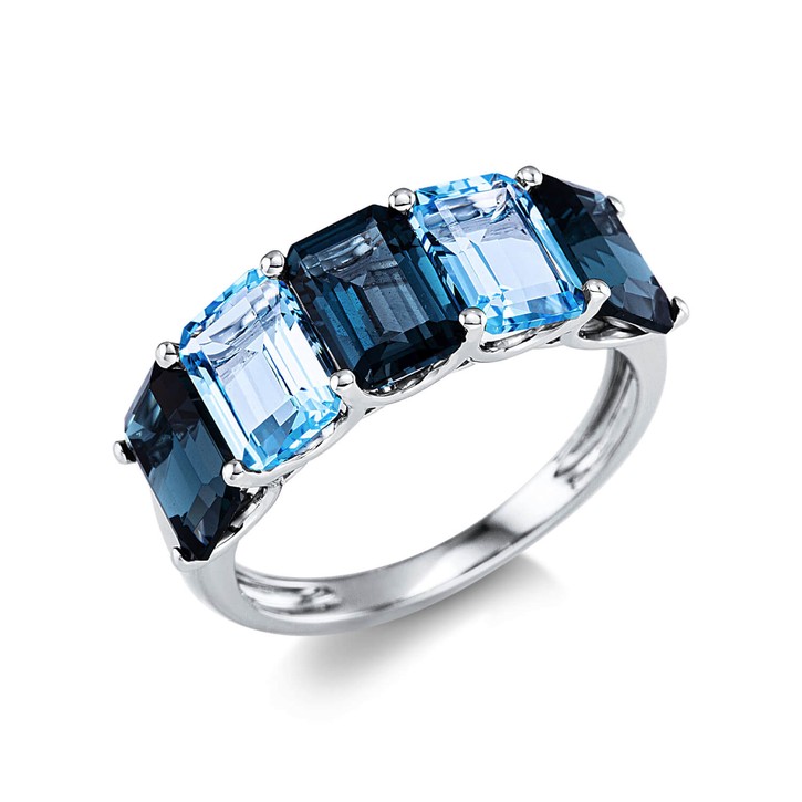 Ring aus 750 Weißgold 5 Farbsteine