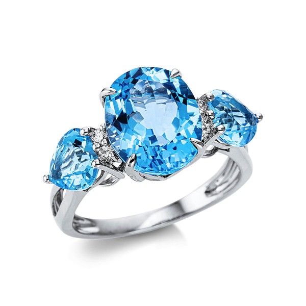Ring aus 750 Weißgold 3 Topase 4 Brillanten 0.1ct