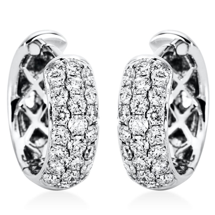 Pavé Creolen aus 750 Weißgold 44 Brillanten 0.9ct
