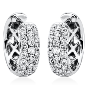 Pavé Creolen aus 750 Weißgold 44 Brillanten 0,9ct TW-VSI/SI 15x4,9mm