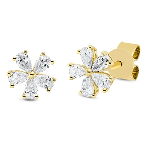 Ohrstecker aus 750 Gelbgold 10 Diamanten Tropfen-Schliff 0,33ct TW-VSI 6,2x6,2mm Ohrstecker aus 750 Gelbgold 10 Diamanten Tropfen-Schliff 0,33ct TW-VSI 6,2x6,2mm