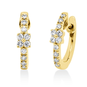 Creolen aus 750 Gold Gelbgold 22 Diamanten 0,2ct TW-VSI/SI 12,3x2,9mm
