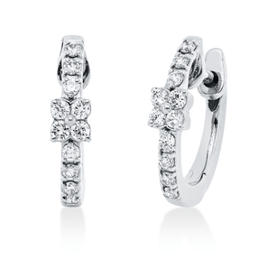 Creolen aus 750 Gold Weißgold 22 Diamanten 0,2ct TW-VSI/SI 12,3x2,9mm