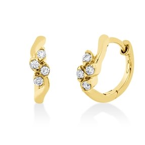 Creolen aus 750 Gold Gelbgold 8 Brillanten 0,1ct TW-VSI/SI 12,1x3,2mm