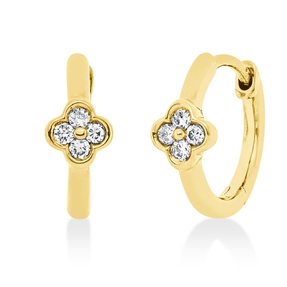 Creolen aus 750 Gold Gelbgold 8 Brillanten 0,08ct TW-VSI/SI 11,7x4,2mm