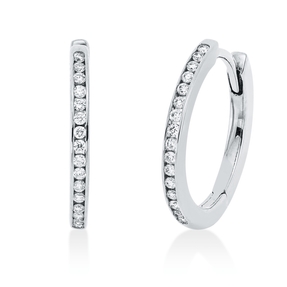 Creolen aus 750 Gold Weißgold 32 Brillanten 0,12ct TW-SI 14,2x1,5mm