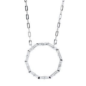 Collier Kreis aus 750 Weißgold 20 Diamanten Baguette-Schliff 0,4ct TW-VSI L:45,7cm