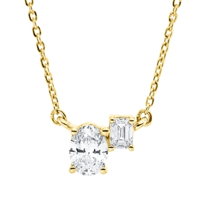 Collier aus 750 Gold Gelbgold 2 Diamanten 0,41ct TW-SI L:45cm Collier aus 750 Gold Gelbgold 2 Diamanten 0,41ct TW-SI L:45cm