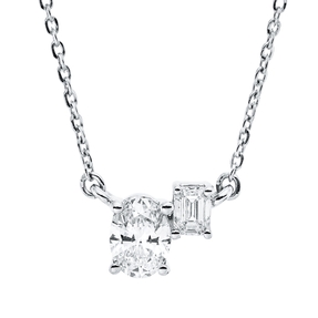 Collier aus 750 Gold Weißgold 2 Diamanten 0,39ct TW-SI L:45cm Collier aus 750 Gold Weißgold 2 Diamanten 0,39ct TW-SI L:45cm