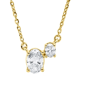 Collier aus 750 Gold Gelbgold 2 Diamanten Oval-Schliff 0,37ct TW-SI L:45cm Collier aus 750 Gold Gelbgold 2 Diamanten Oval-Schliff 0,37ct TW-SI L:45cm