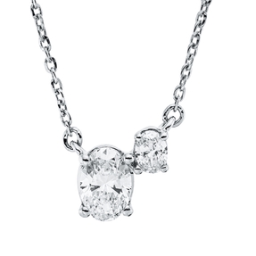 Collier aus 750 Weißgold 2 Diamanten Oval-Schliff 0,36ct TW-SI L:45cm Collier aus 750 Weißgold 2 Diamanten Oval-Schliff 0,36ct TW-SI L:45cm