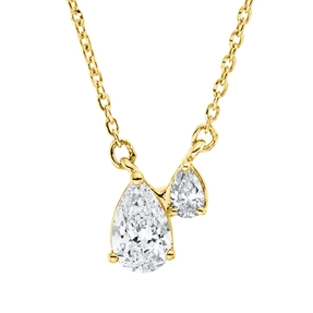 Collier aus 750 Gelbgold 2 Diamanten Tropfen-Schliff 0,37ct TW-SI L:45cm Collier aus 750 Gelbgold 2 Diamanten Tropfen-Schliff 0,37ct TW-SI L:45cm