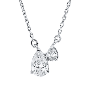 Collier aus 750 Weißgold 2 Diamanten Tropfen-Schliff 0,37ct TW-SI L:45cm Collier aus 750 Weißgold 2 Diamanten Tropfen-Schliff 0,37ct TW-SI L:45cm