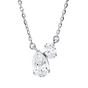 Collier aus 750 Gold Weißgold 2 Diamanten 0,42ct TW-SI L:45cm Collier aus 750 Gold Weißgold 2 Diamanten 0,42ct TW-SI L:45cm