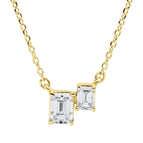 Collier aus 750 Gelbgold 2 Diamanten Smaragd-Schliff 0,43ct TW-SI L:45cm Collier aus 750 Gelbgold 2 Diamanten Smaragd-Schliff 0,43ct TW-SI L:45cm