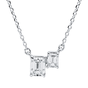 Collier aus 750 Weißgold 2 Diamanten Smaragd-Schliff 0,43ct TW-SI L:45cm Collier aus 750 Weißgold 2 Diamanten Smaragd-Schliff 0,43ct TW-SI L:45cm