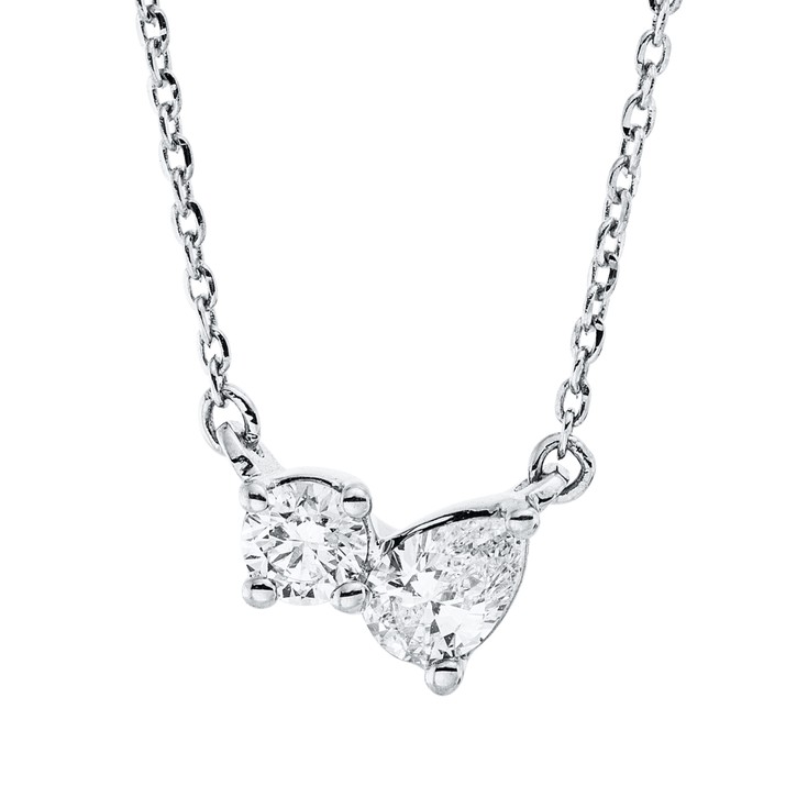 Collier aus 750 Weißgold 2 Diamanten 0.26ct