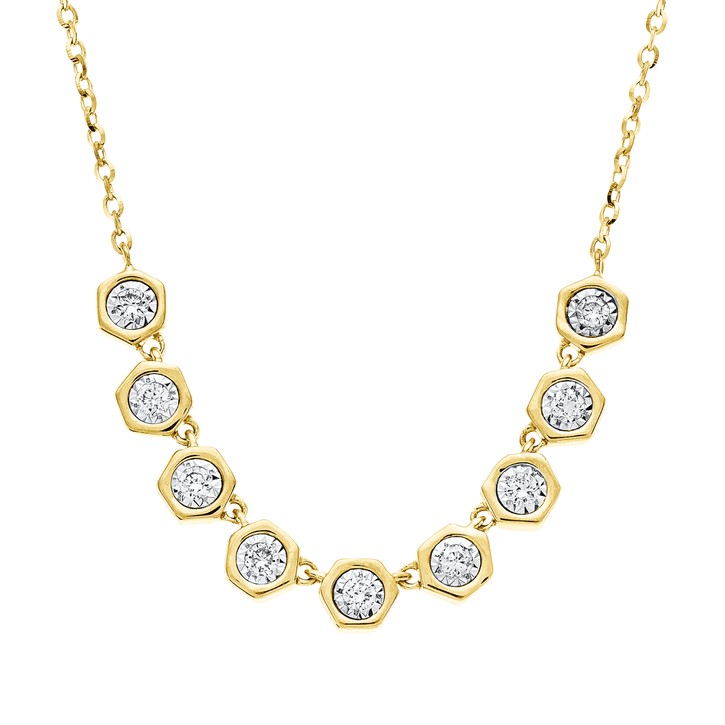 Collier aus 750 Gelbgold 9 Brillanten 0.14ct