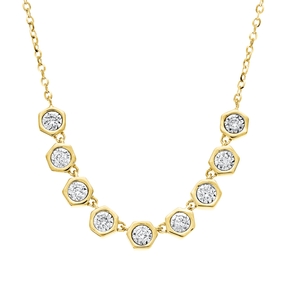 Collier aus 750 Gelbgold 9 Brillanten 0,14ct TW-VSI/SI L:45cm Fassung rhodiniert Collier aus 750 Gelbgold 9 Brillanten 0,14ct TW-VSI/SI L:45cm Fassung rhodiniert