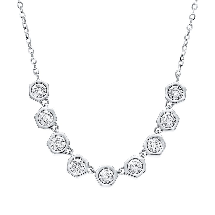 Collier aus 750 Weißgold 9 Brillanten 0.13ct