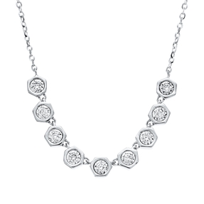 Collier aus 750 Gold Weißgold 9 Brillanten 0,13ct TW-VSI/SI L:45cm