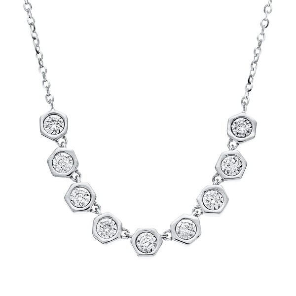 Collier aus 750 Weißgold 9 Brillanten 0.13ct