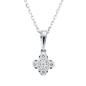 Collier aus 750 Gold Weißgold 9 Diamanten 0,07ct TW-VSI/SI L:45cm