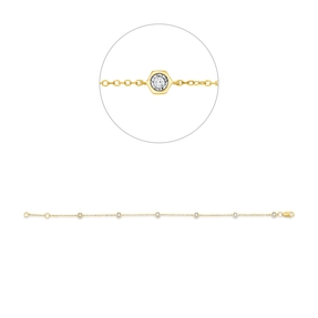 Armband aus 750 Gelbgold ,6 Brillanten 0,13ct TW-SI L:18cm Fassung rhodiniert