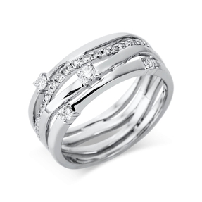 Ring aus 750 Gold Weißgold 32 Diamanten 0,39ct TW-SI B:7,3mm Ring aus 750 Gold Weißgold 32 Diamanten 0,39ct TW-SI B:7,3mm