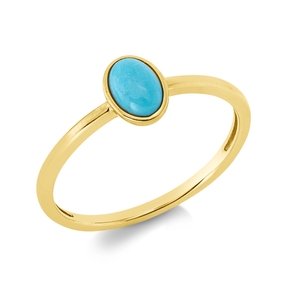 Ring Oval aus 750 Gold Gelbgold Türkis 0,05ct B:6,8mm Zarge
