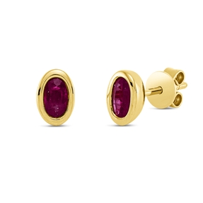 Ohrstecker aus 750 Gold Gelbgold 2 Rubine 0,57ct rot 6,3x2,4mm Zarge