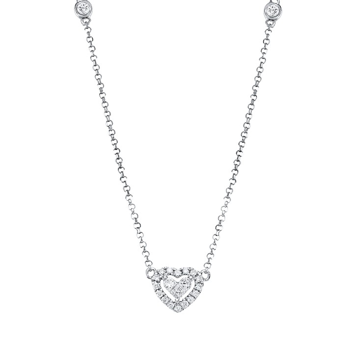 Collier Herz aus 750 Weißgold 21 Brillanten 0.2ct
